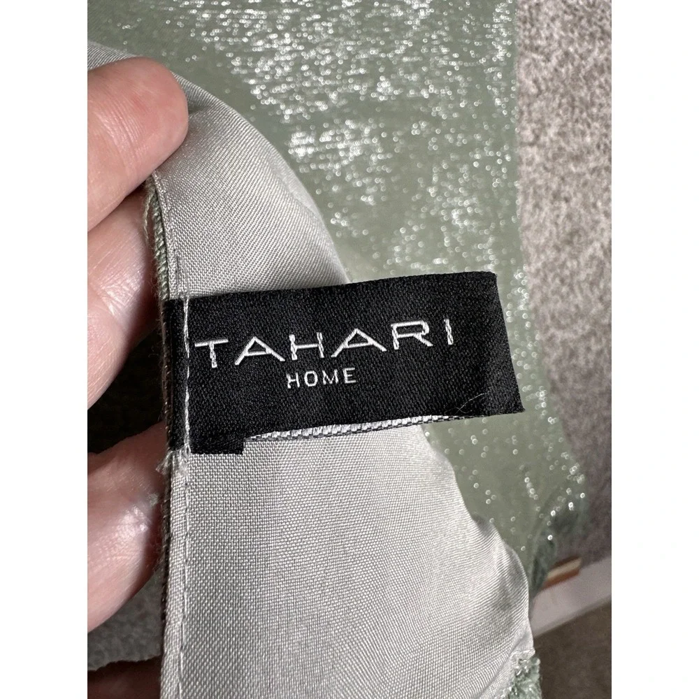 Tahari Home Green Shimmer Table Runner Fringe 86